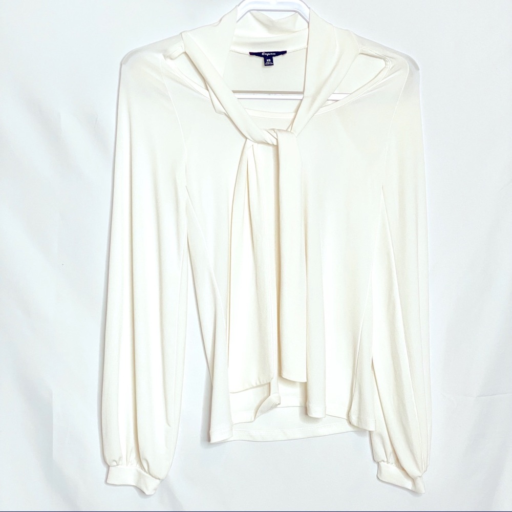 Express, tie neck blouse, ivory, size XS